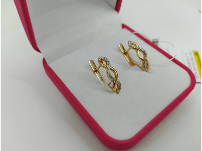 Серьги с камнями бриллиант золотые