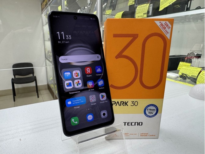 Мобильный телефон TECNO, Spark 30, 128 ГБ, черный